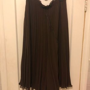 Pleated Brown Sheer Bell Bottom Pant